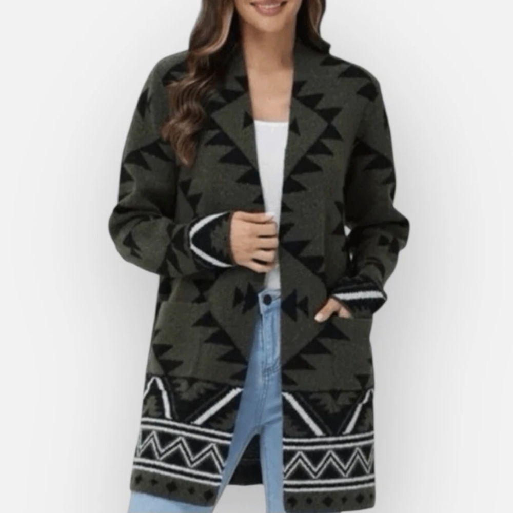 FRYE Women's Geometric Patterned Sweater Cardigan Size S